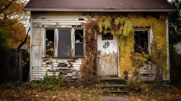 vacant boarded up house photo