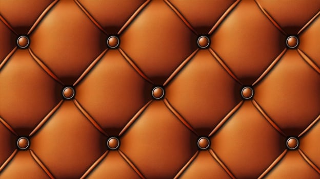 Textured brown leather upholstery with deep buttons photo