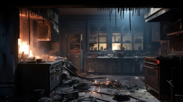 charred fire in kitchen photo
