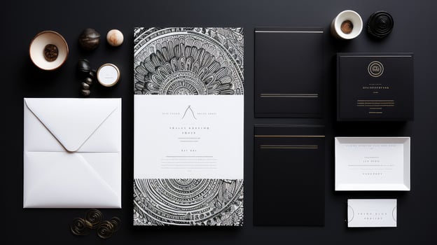 save black white invitation photo