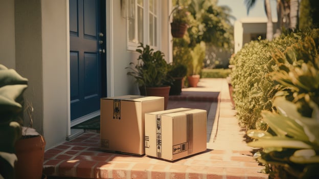 shipping boxes at door photo