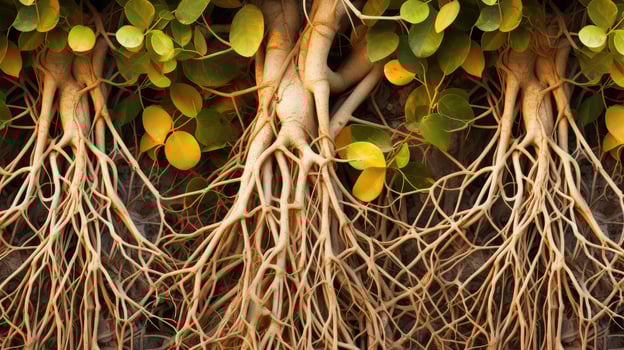 intricate fruit tree with roots photo