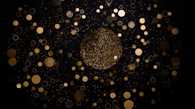 circular black background with gold confetti photo