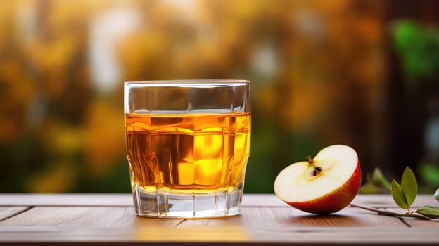 wooden apple cider vinegar glass photo
