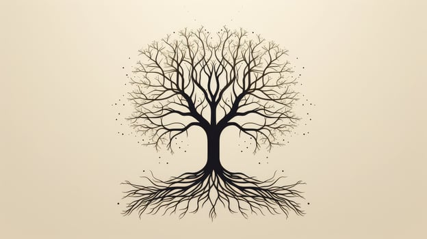 interpretation tree with roots graphic photo