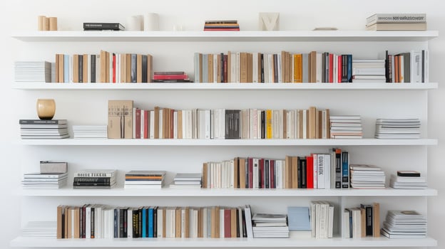 minimalist books on shelves photo