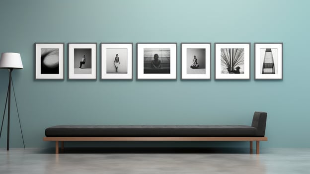 sleek wall with picture frames photo