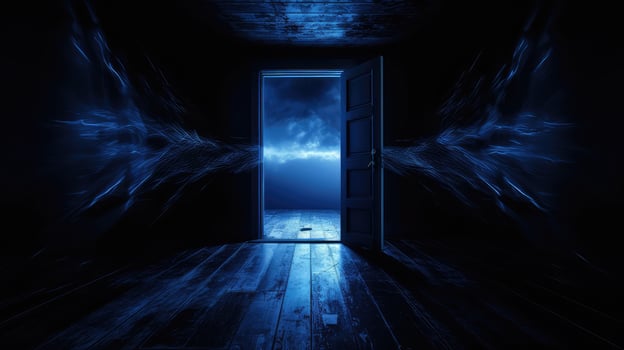 shadows dark room open door photo
