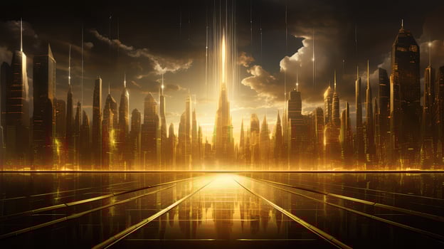 skyscrapers gold path photo