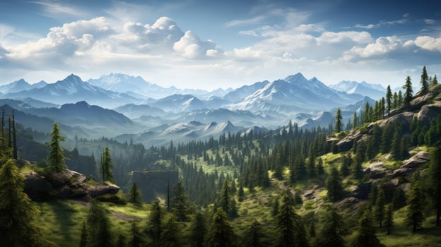greenery pine tree mountains photo