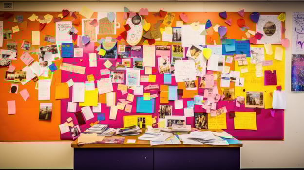 classroom bulletin board on wall photo