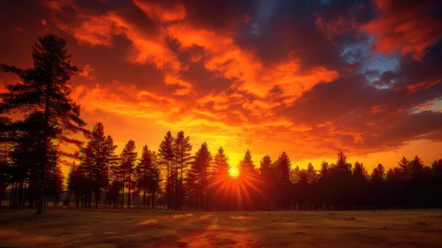trees clouds orange photo