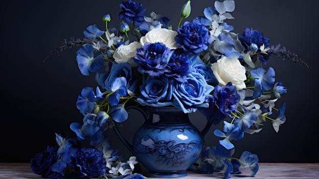 bouquet navy blue flowers photo