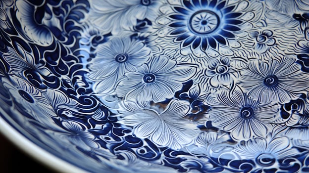 plate blue white texture photo