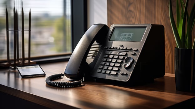 sleek office phone desk photo
