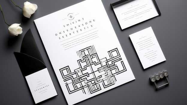 contemporary black and white wedding invitation photo