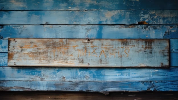 sign distressed blue wood photo