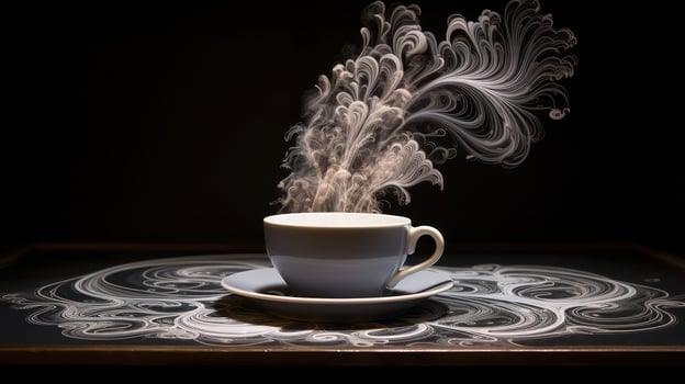 steam coffee chalk drawing photo