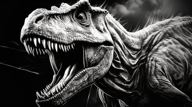 sharp dinosaur black and white photo