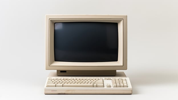 retro computer monitor isolated on white photo