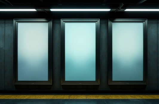 Rectangular White stunner Advertising Sign Poster Billboard Subway Mockup photo