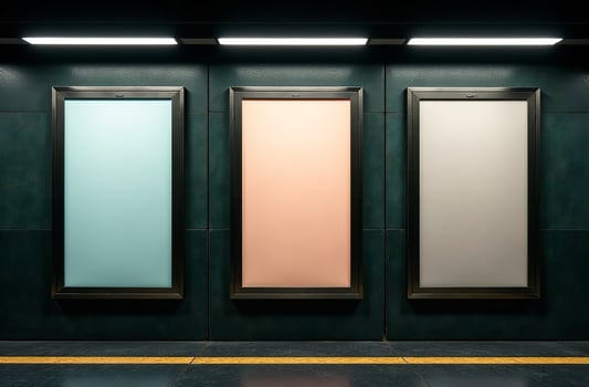 Rectangular stunner White Advertising Sign Poster Billboard Subway Mockup photo