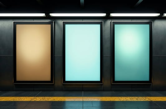 Rectangular White nice Advertising Sign Poster Billboard Subway Mockup photo