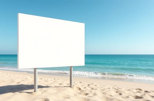 Rectangular White Advertising Sign Poster nice Billboard outside Mockup photo