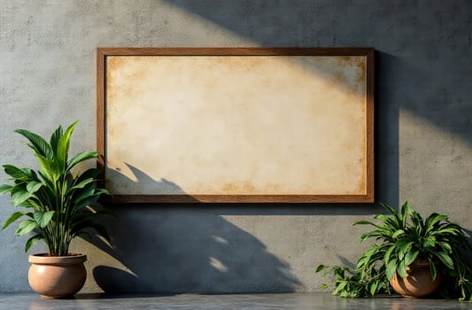 Rectangular nice White Advertising Poster Billboard concrete Mockup photo