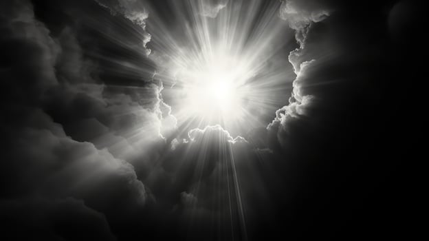 dramatic sunburst black and white photo