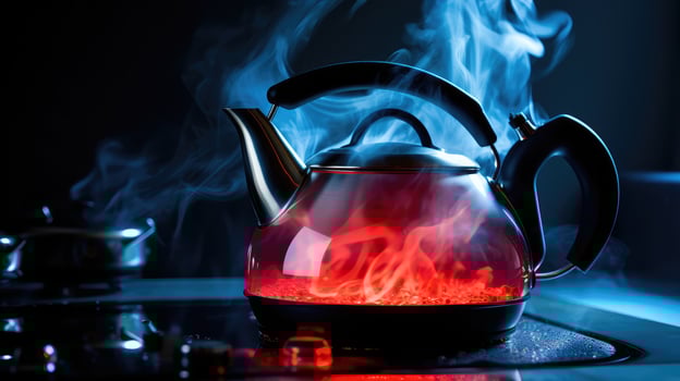 kettle pot of boiling water photo
