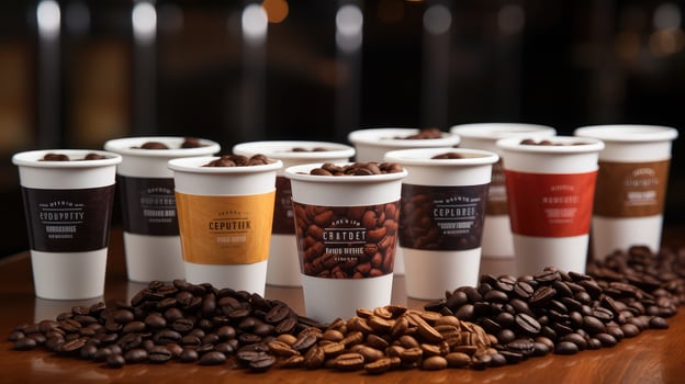 freshly to go coffee cup beans photo