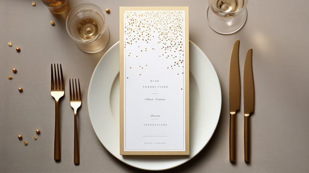 stylish gold confetti menu card photo
