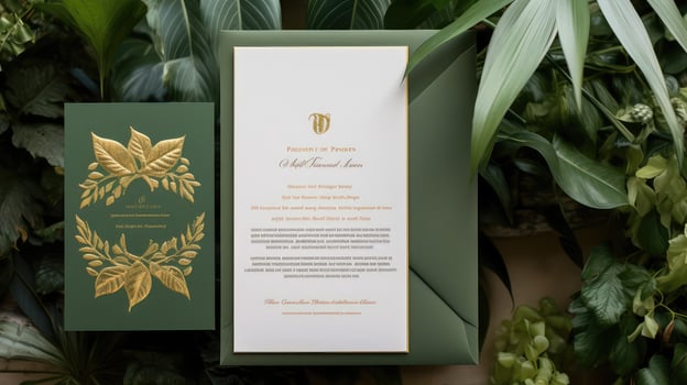 accents green and gold invitation photo