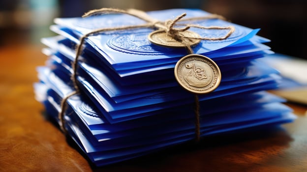 letters blue wax seal photo