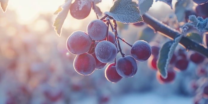 Plums on a tree in the winter photo