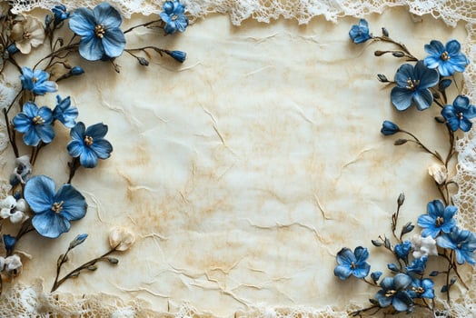 Elegant vintage background with blue floral accents. photo