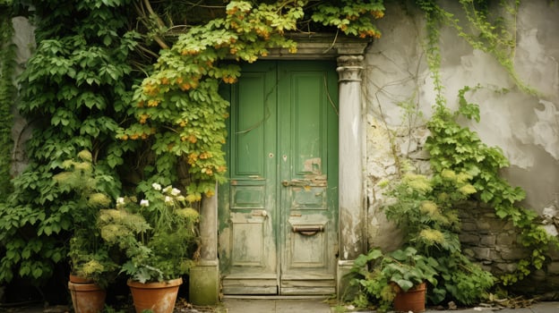 vintage green door photo