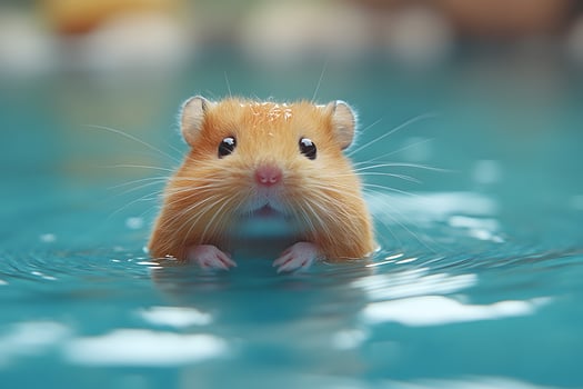 Adorable Hamster Swimming in Water Playful Pet Adventure photo