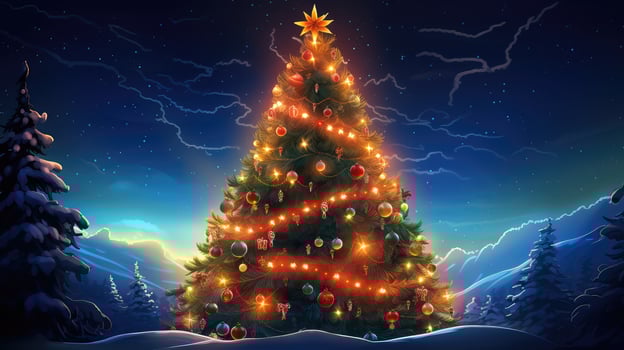 holiday christmas tree with lights photo