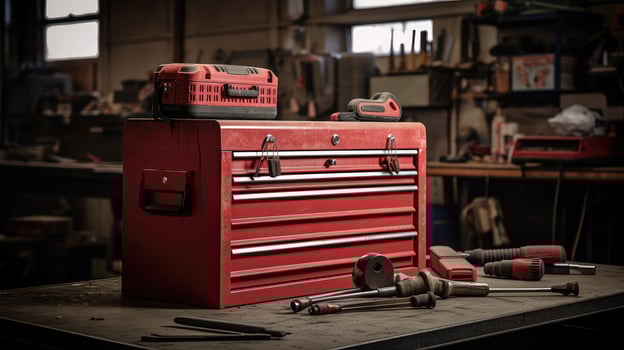 workshop red tool box photo
