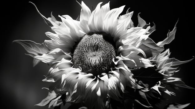 shadow sunflower black and white photo
