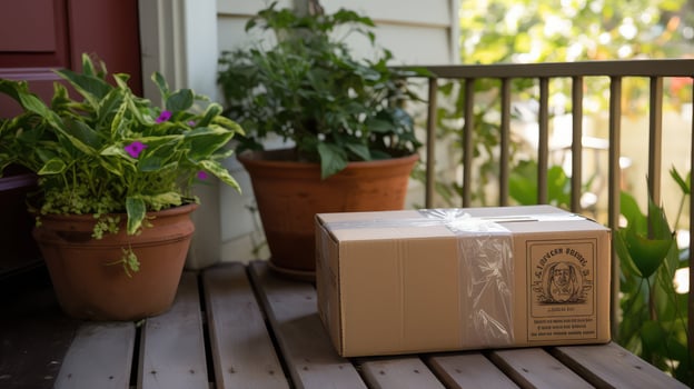 porch package at front door photo