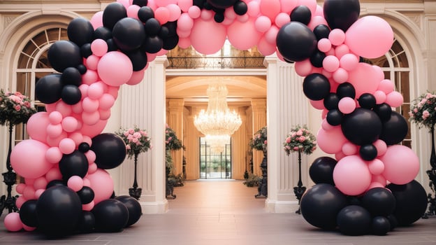 wedding black and pink balloons photo