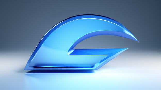 sleek curved blue arrow photo