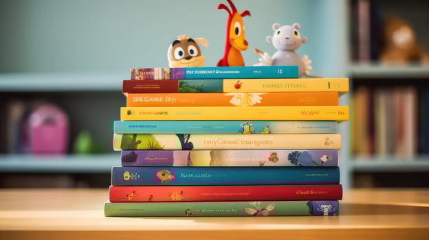 stories stack of baby books photo