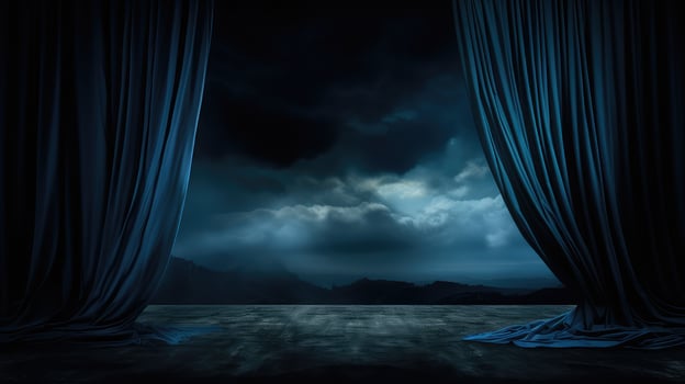 sky blue curtain photo