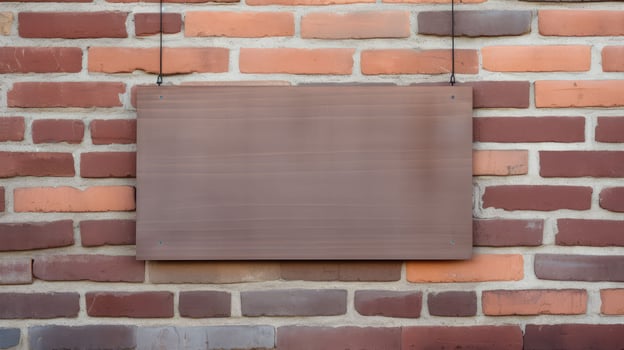 brick blank gray hanging wood sign photo