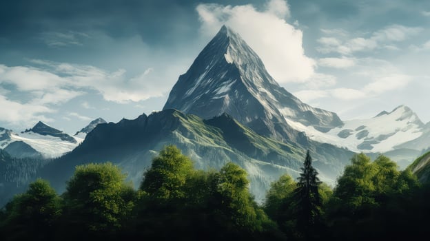 peak tree mountain photo