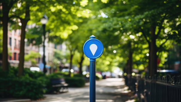sign blue location markers photo